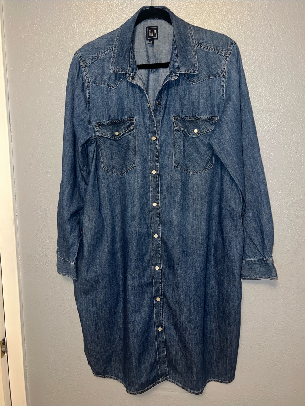 GAP Blue Denim Western Shirt Dress - Blue - Picture 6 of 15